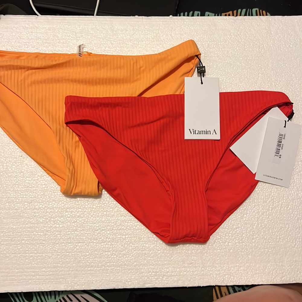 2/$125 - Vitamin A Kaya Red Rib Bikini Bottoms